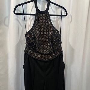 Stylestalker Halter Embroidered-Front Jumpsuit